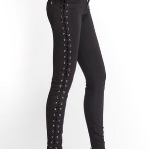 Black Lace Up Jeans